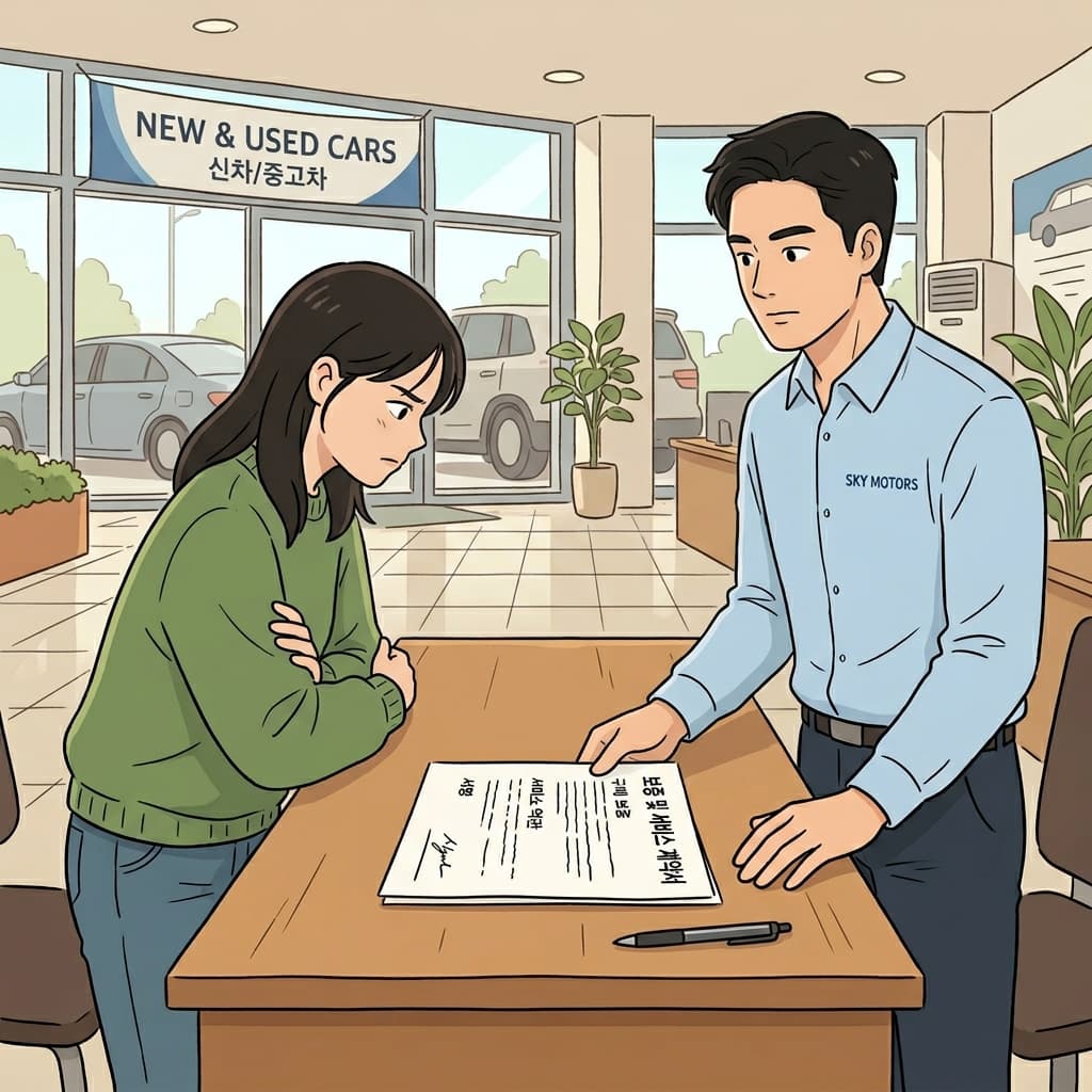 Salesman guarantees car quality with warranty