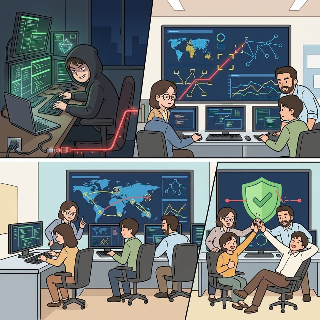 The security team tracked the hacker and blocked the cyberattack before any data was stolen.