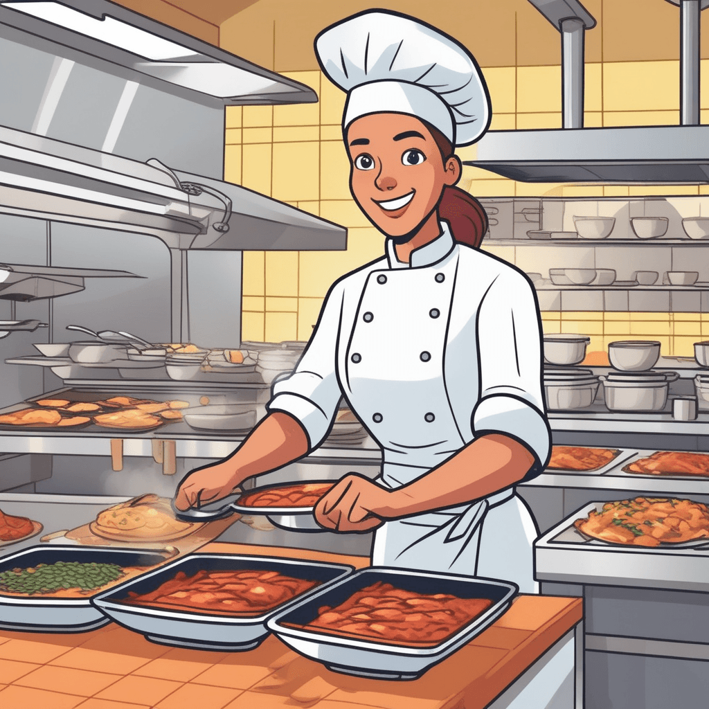 a confident head chef coordinates multiple cooking tasks while steam rises from several pans. She checks one dish, stirs a sauce, and directs assistants with calm precision. The kitchen was chaotic moments before, but now runs smoothly under her control. Orders that were backing up are now being completed and plated efficiently. Kitchen assistants work in harmony, following her clear directions and organized system. The busy environment transforms from disorder into productive workflow. how the difficult kitchen situation was successfully handled through skilled management