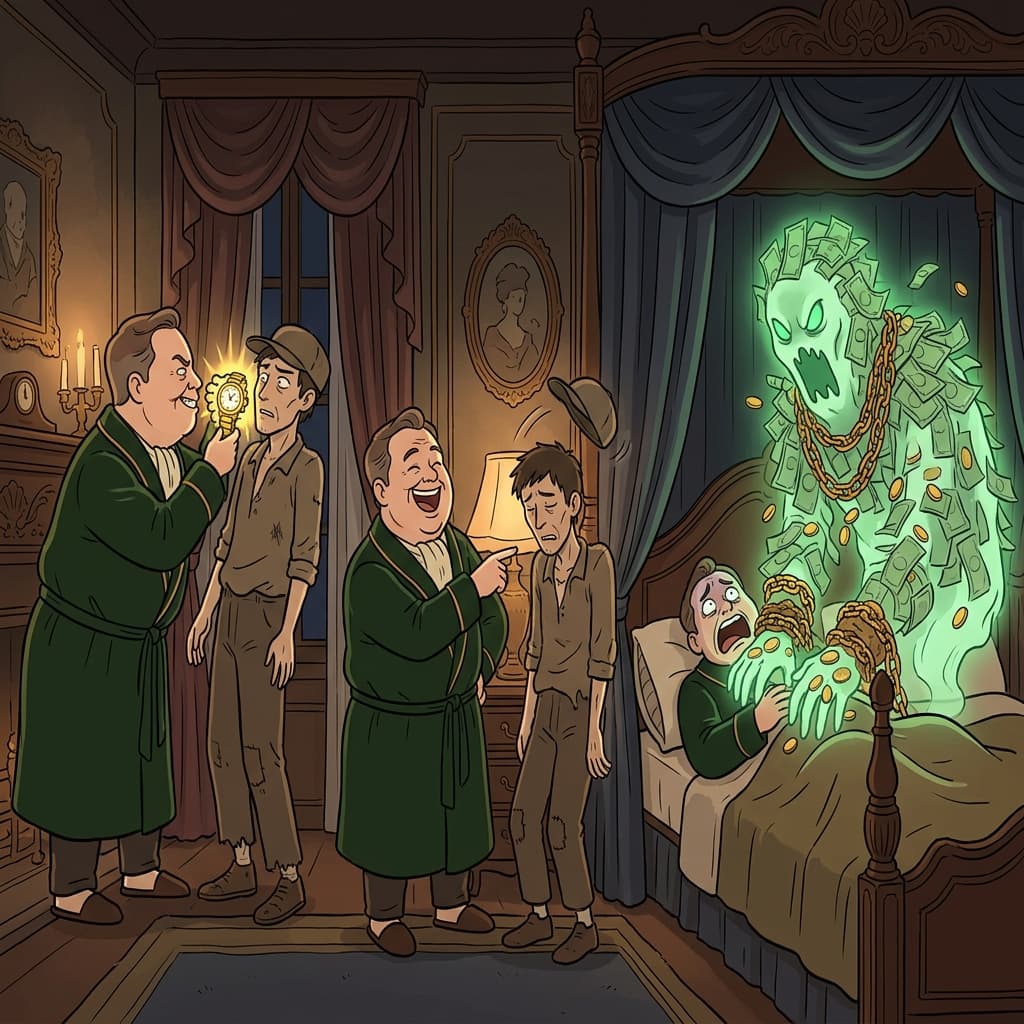 After he flaunted his wealth and taunted the poor, he lived a haunted life, tormented every night by a ghost of greed.