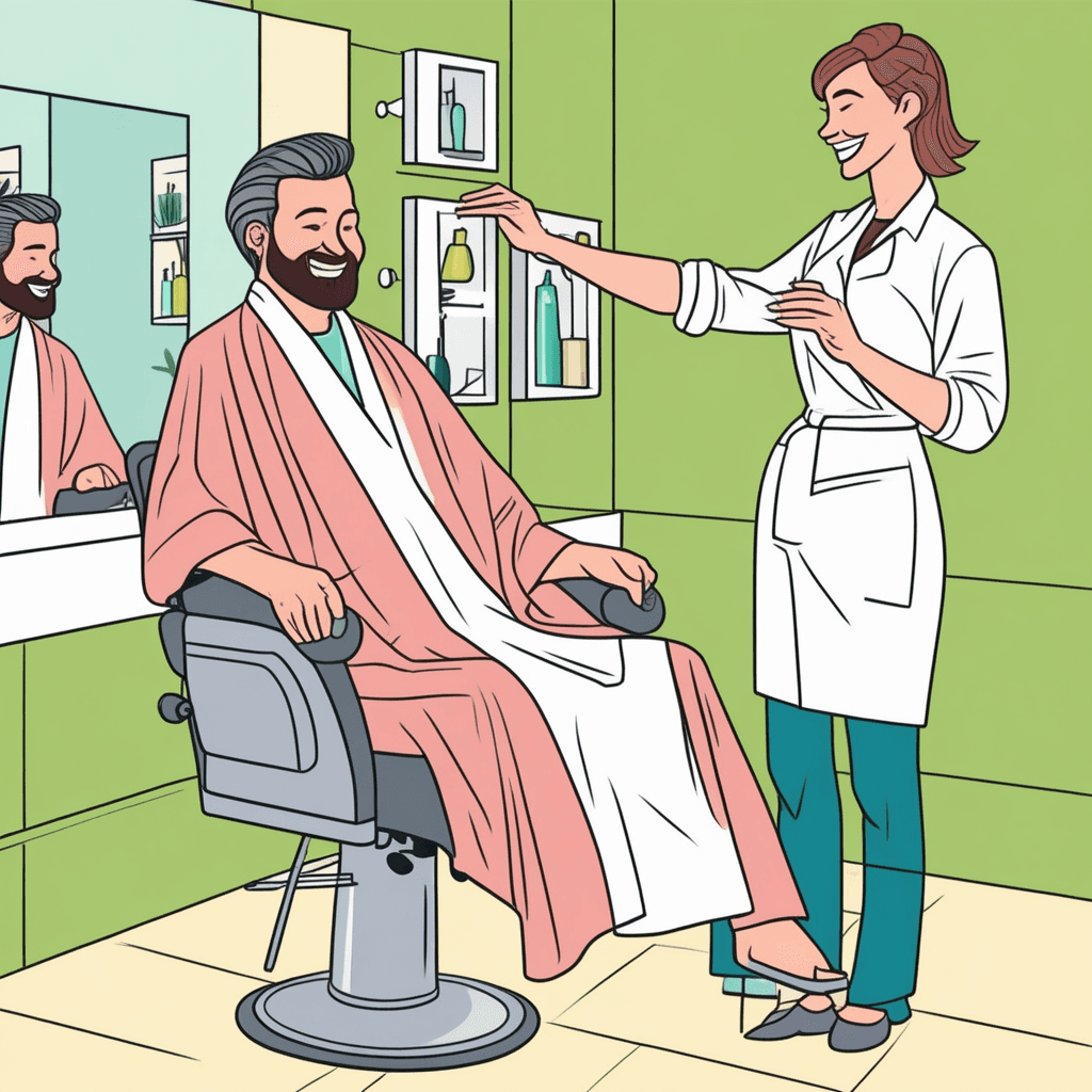 Hairdresser examining customer's head