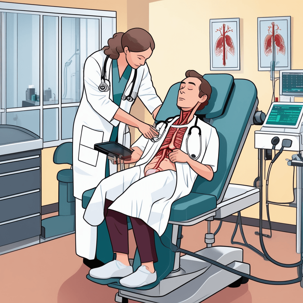Doctor listens to patient's heart with stethoscope during checkup