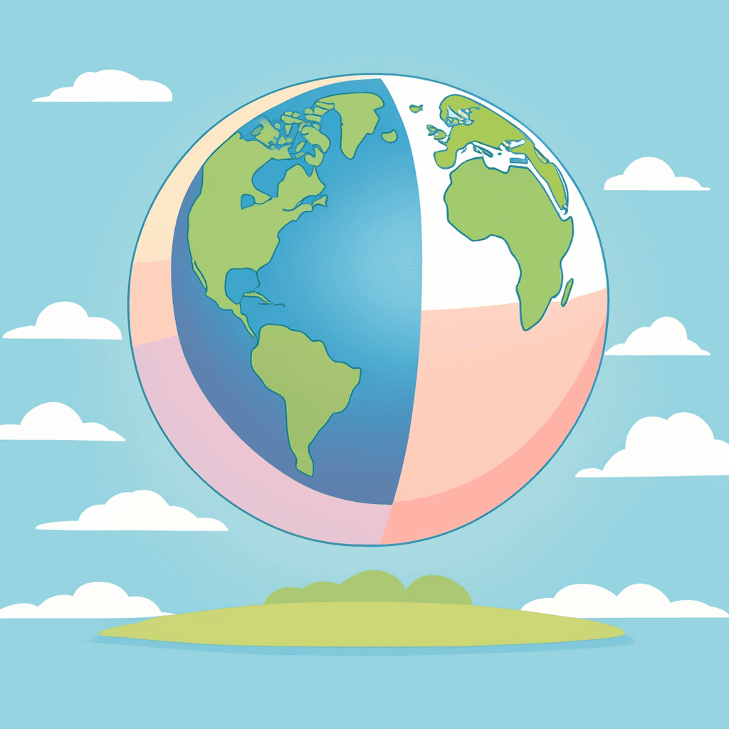 half of a sphere, especially half of the earth