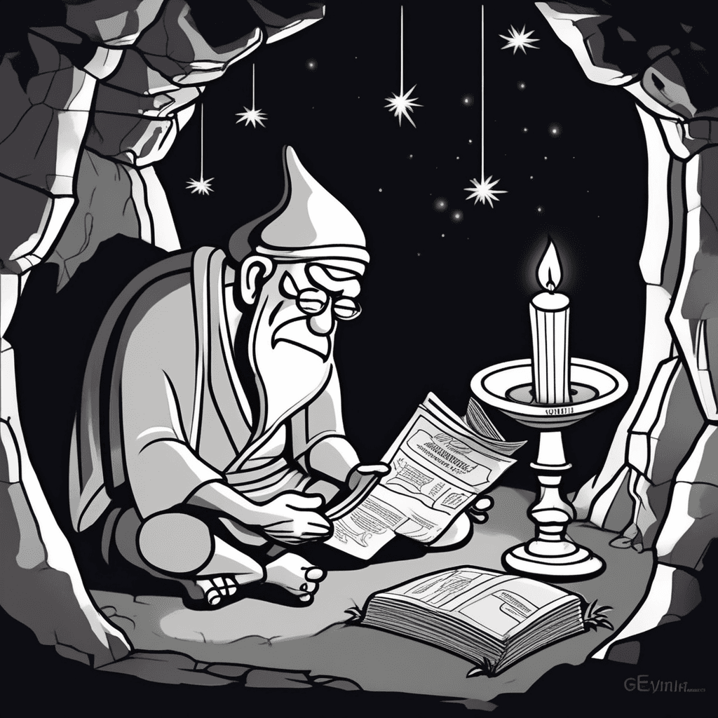 The hermit holds his permit as candles emit their light
