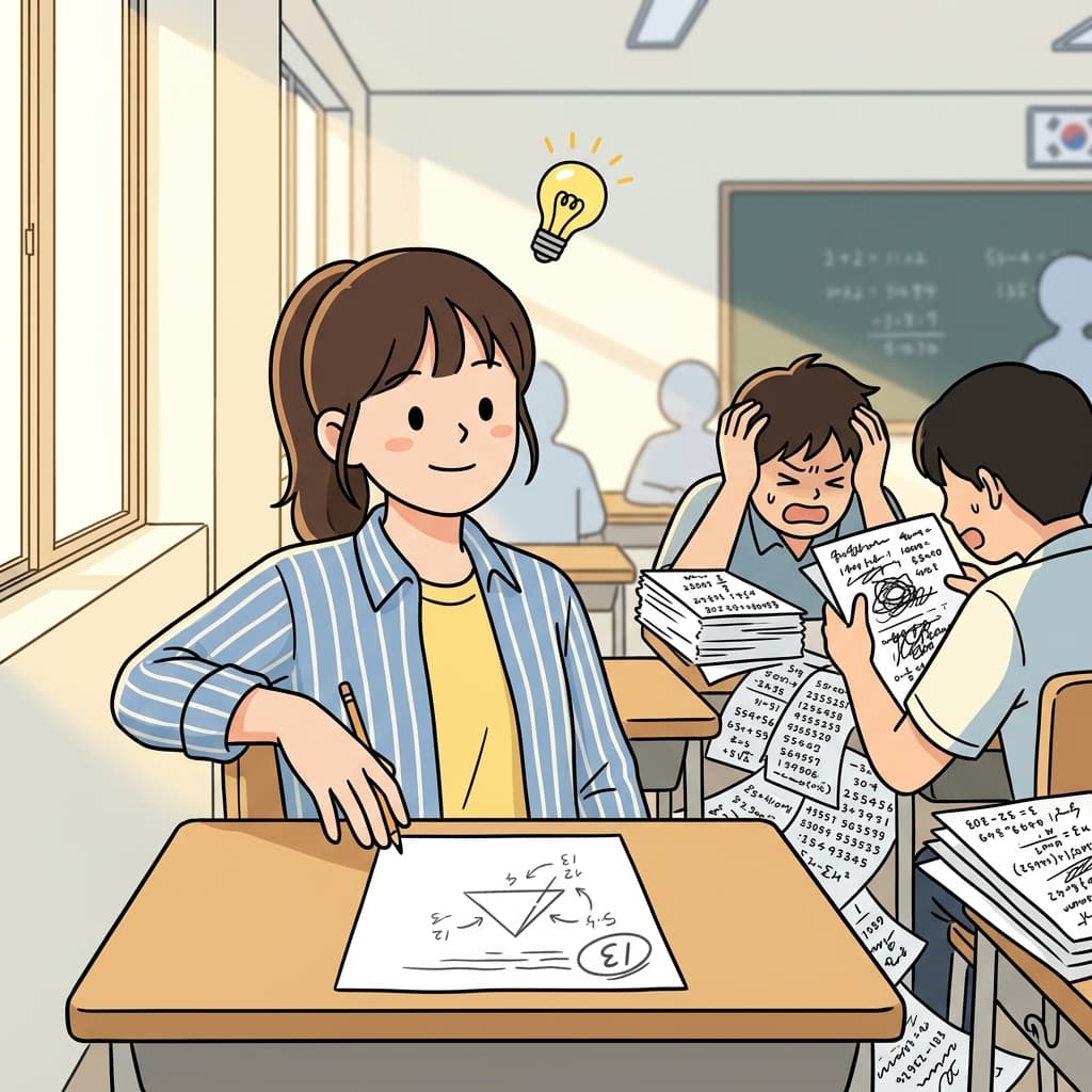 She uses a heuristic to guess the answer quickly instead of solving every step.