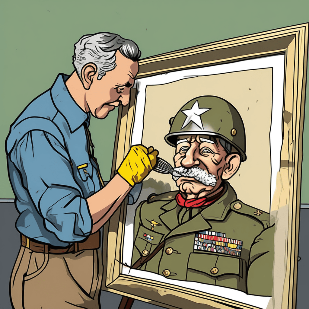 Through restoring the damaged image, we pay our homage.