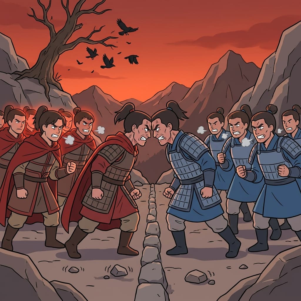 The two clans glared across the border, their hostility freezing the air between them.