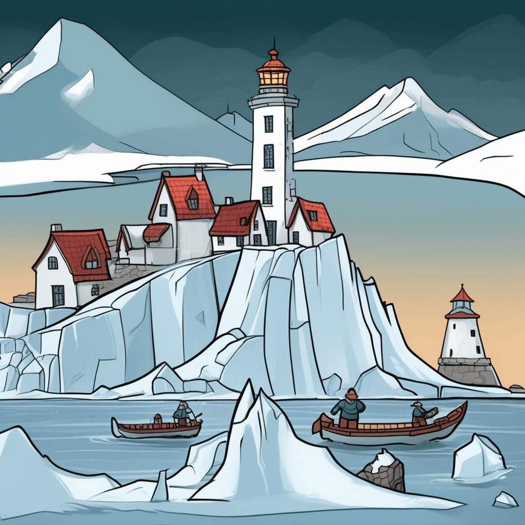 The mighty berg dwarfs the tiny burg