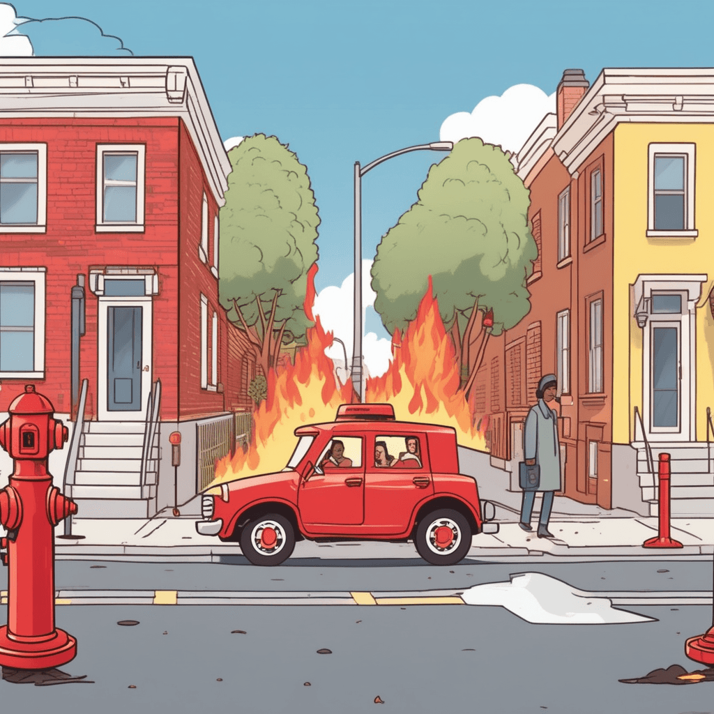 A driver makes an illegal parking choice blocking the fire hydrant