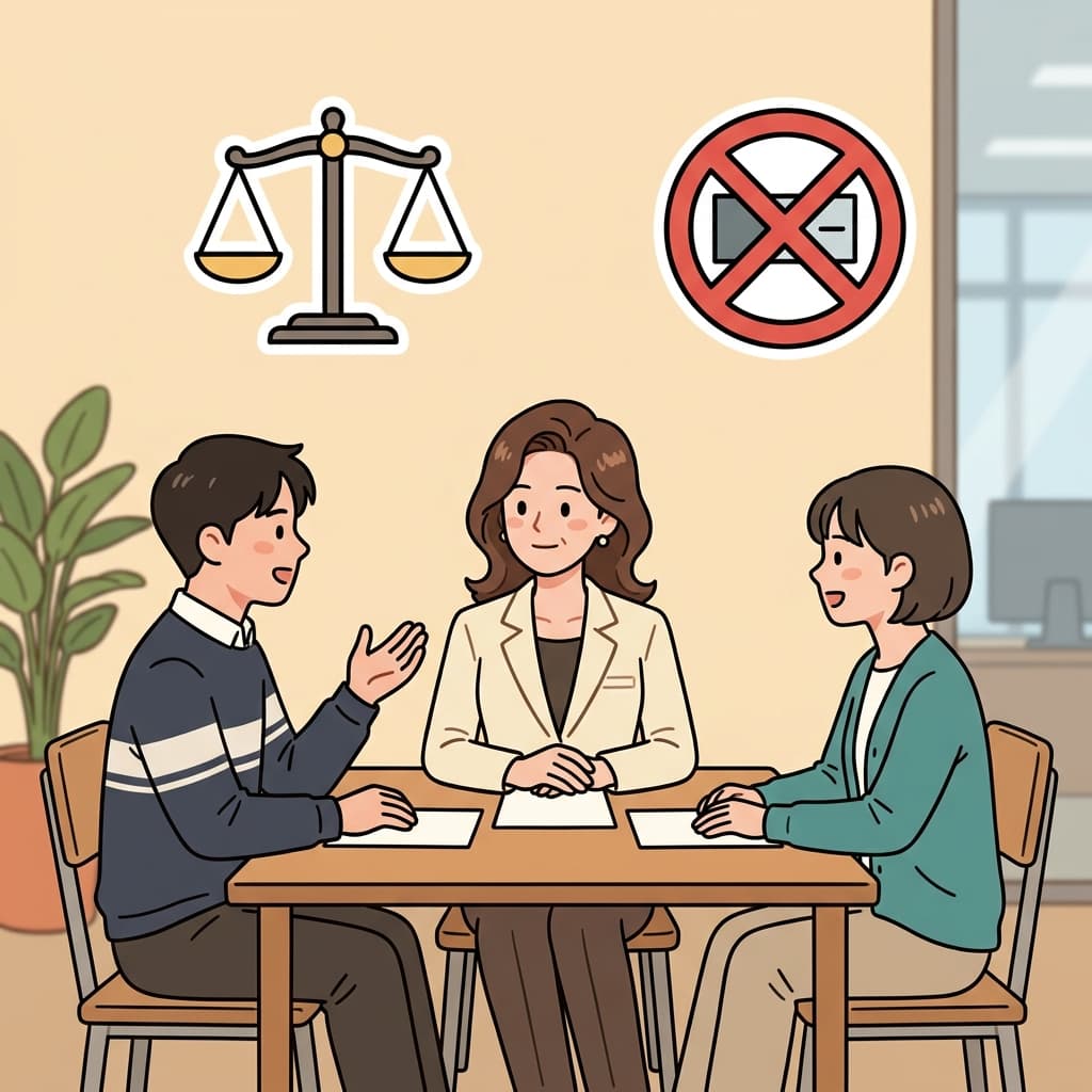 The leader listened impartially before making a decision. (⚖️ Equal + 🚫 No Side → Impartially)