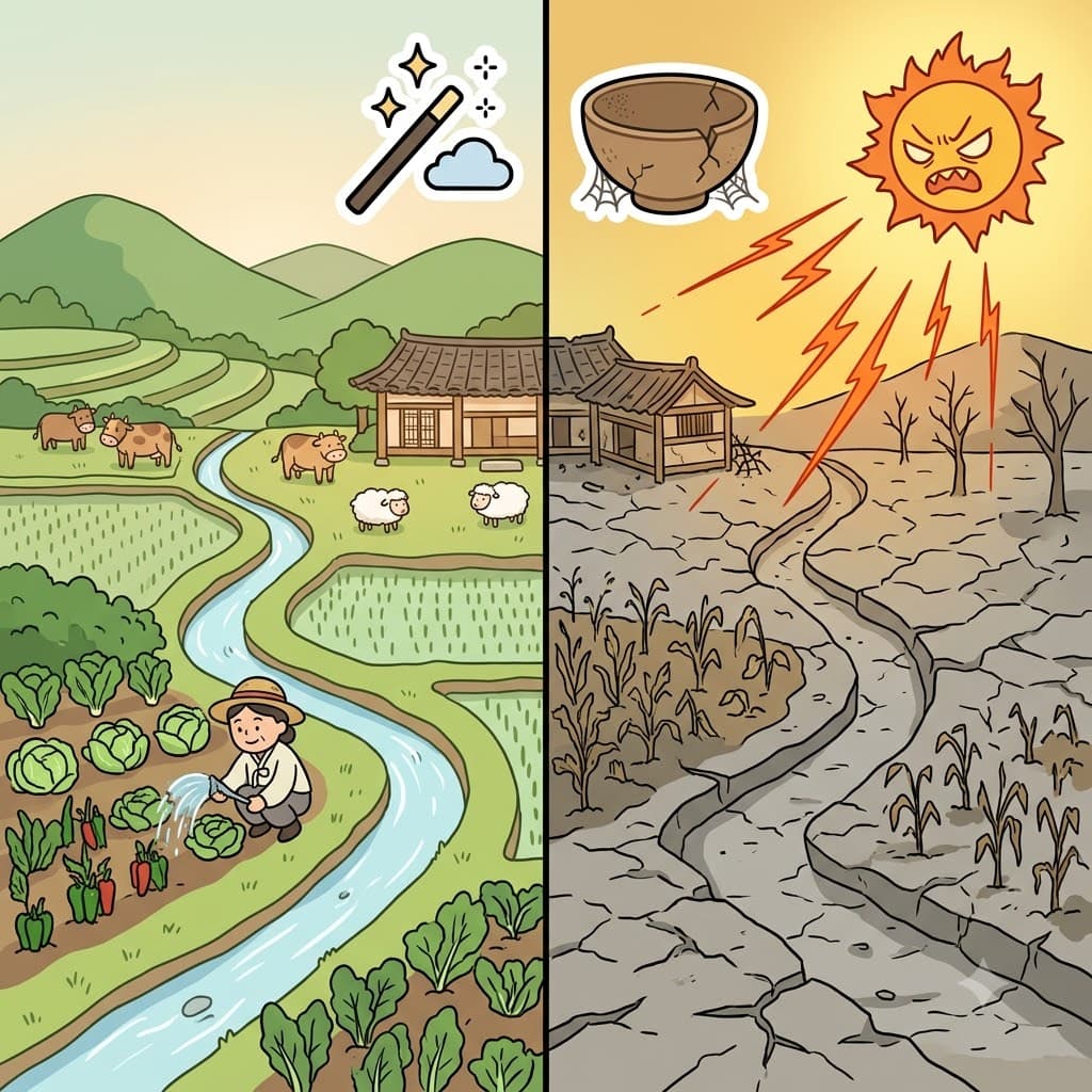 The once-rich farm became impoverished after the drought dried up its water and crops.