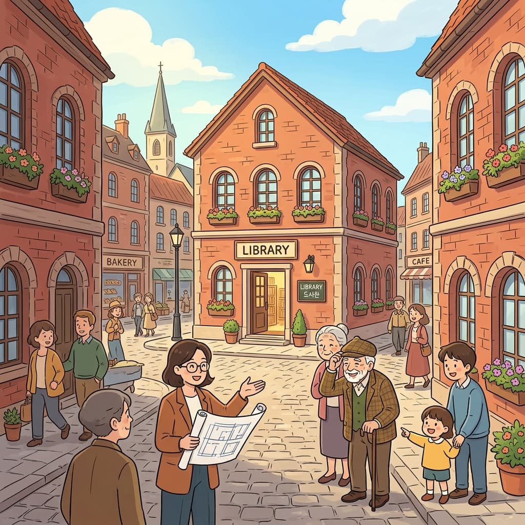 The new library was built in keeping with the town's old brick style.