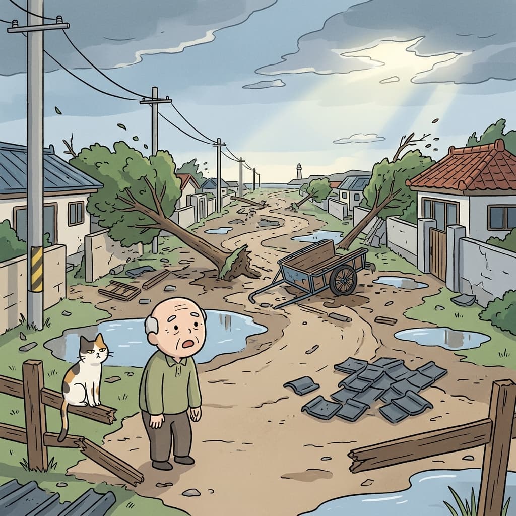 The storm left flooded streets and broken trees in its wake.