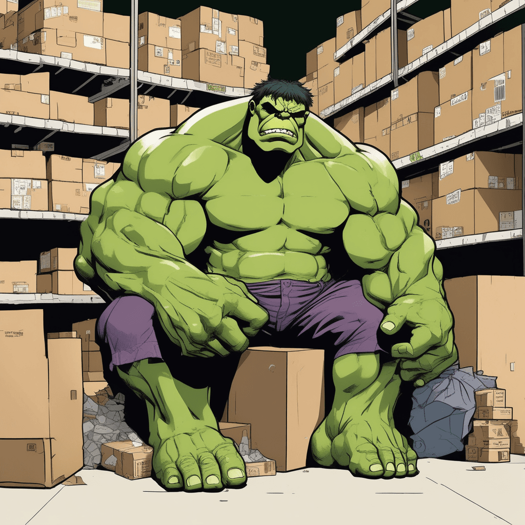 Even a hulk can sulk when surrounded by bulk!