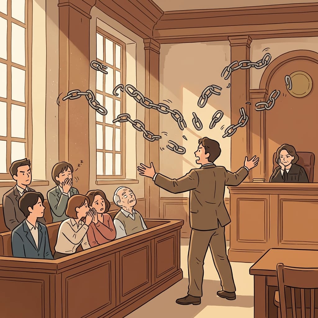 His incoherent argument lost the whole jury within minutes. (IN(not) + COHERENT(stuck together) = INCOHERENT → words or thoughts that don't connect logically)