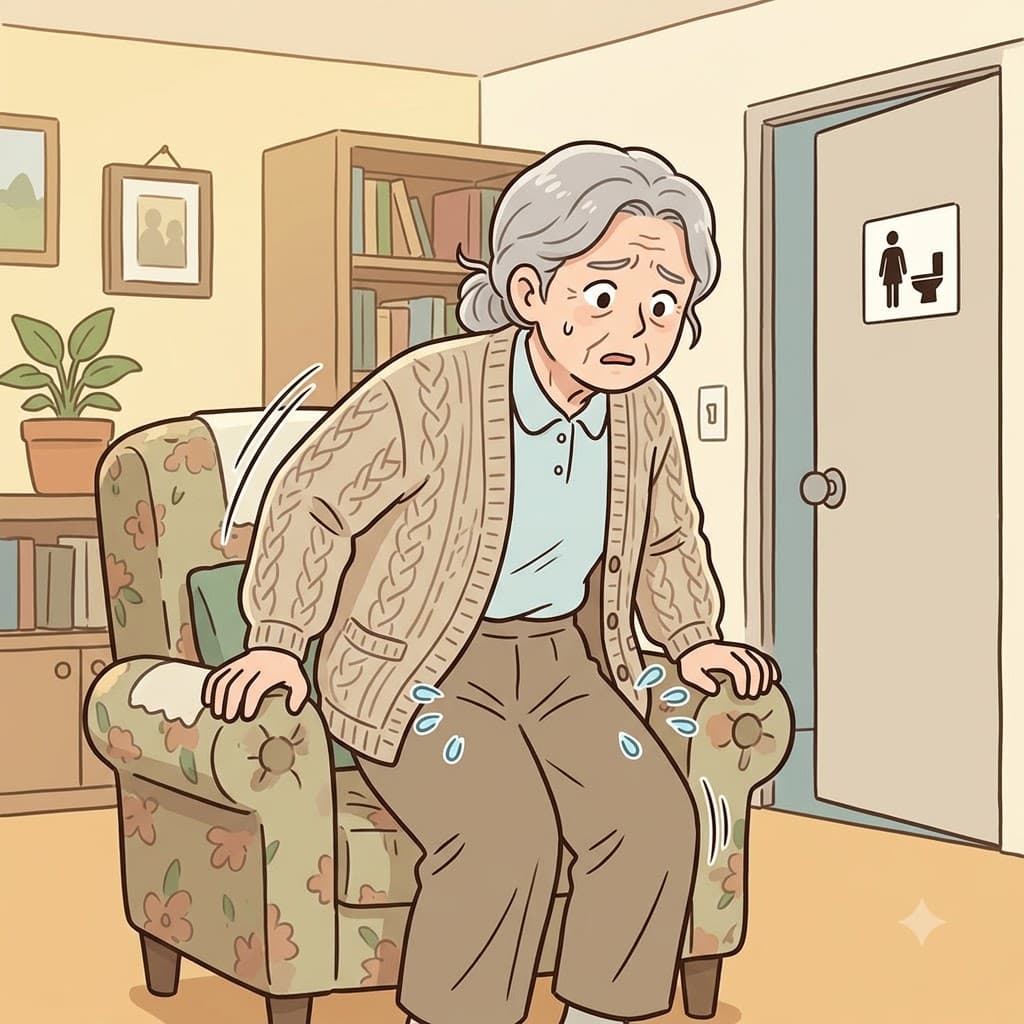 The elderly man was incontinent and could no longer control when he needed to urinate. (Think of: IN + CONTINENT → Imagine a container that cannot contain what is inside.)