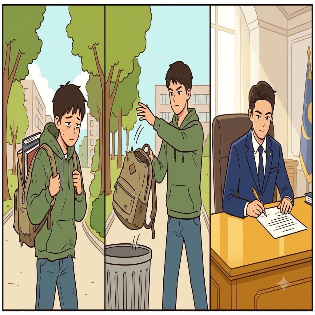Leaving his cheap backpack behind, the bright student officially took the desk as the powerful incumbent.