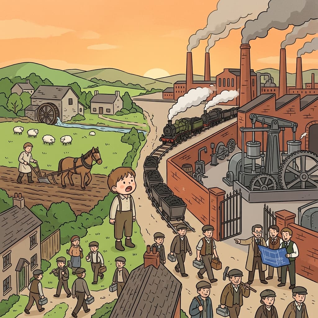 The industrial revolution transformed quiet villages into smoke-filled factory towns almost overnight.