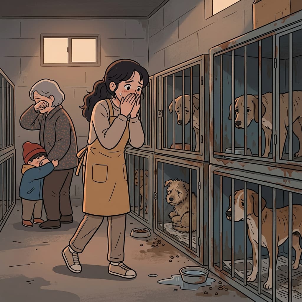 The inhumane conditions in the crowded cage shocked every visitor at the shelter.