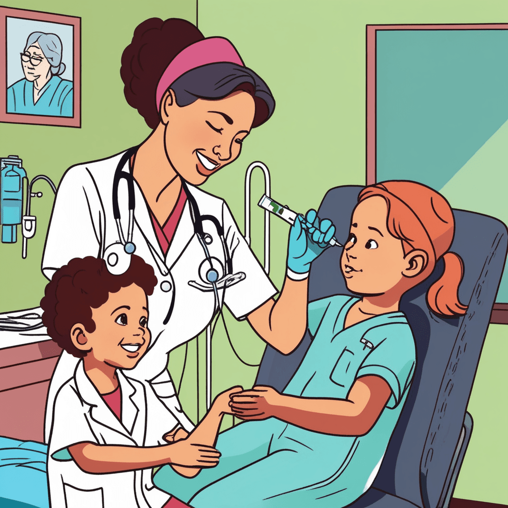 Nurse gives vaccine to prevent disease