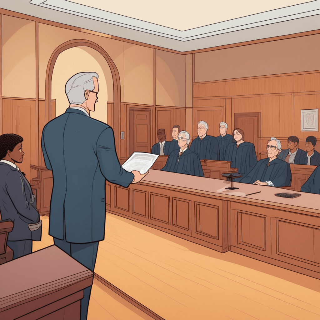 a professional coroner in formal attire examines medical documents while questioning a witness at the stand. The coroner points to evidence photos while the witness provides testimony about the circumstances. The investigation seeks to determine exactly how and why the person died. Family members sit in the gallery listening intently to every detail. an official investigation into the cause of someone's death, especially when it is sudden or unexplained