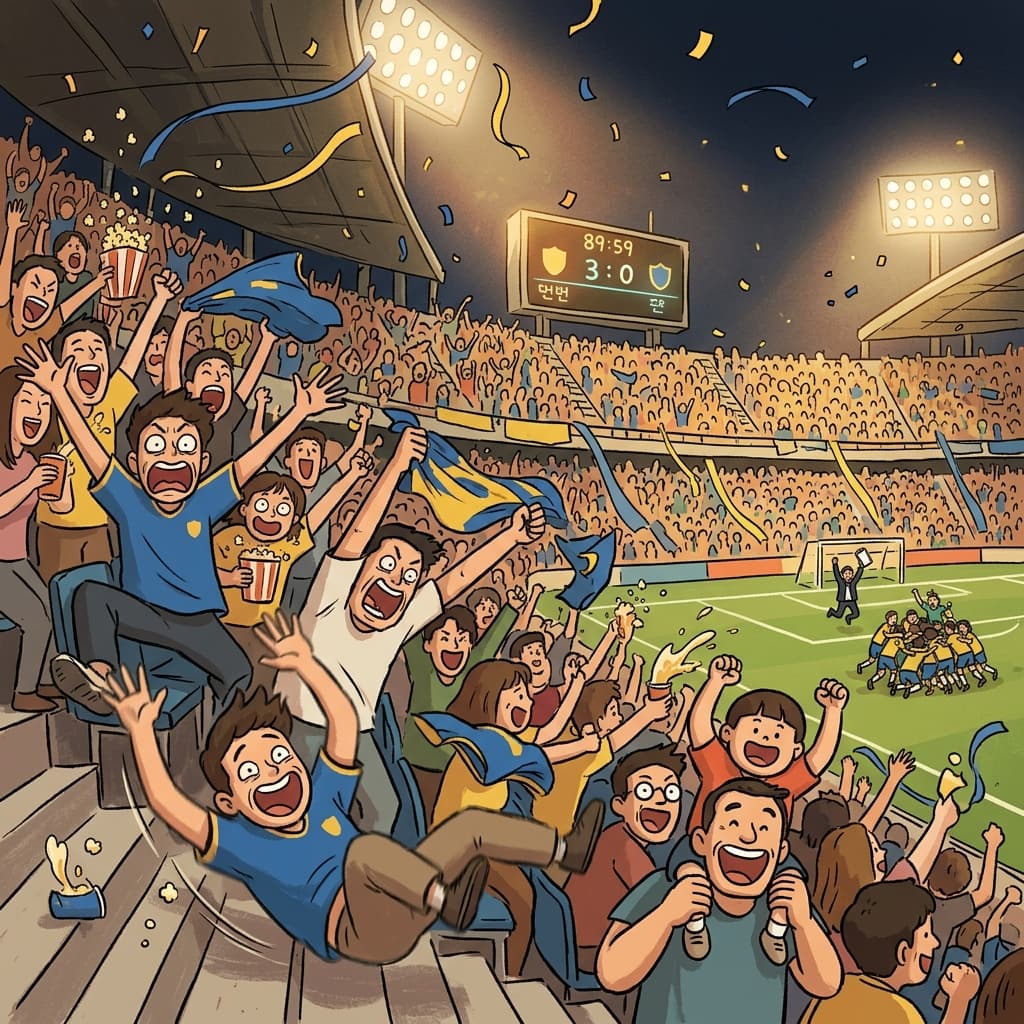 The fans went absolutely insane when the underdog scored the winning goal.
