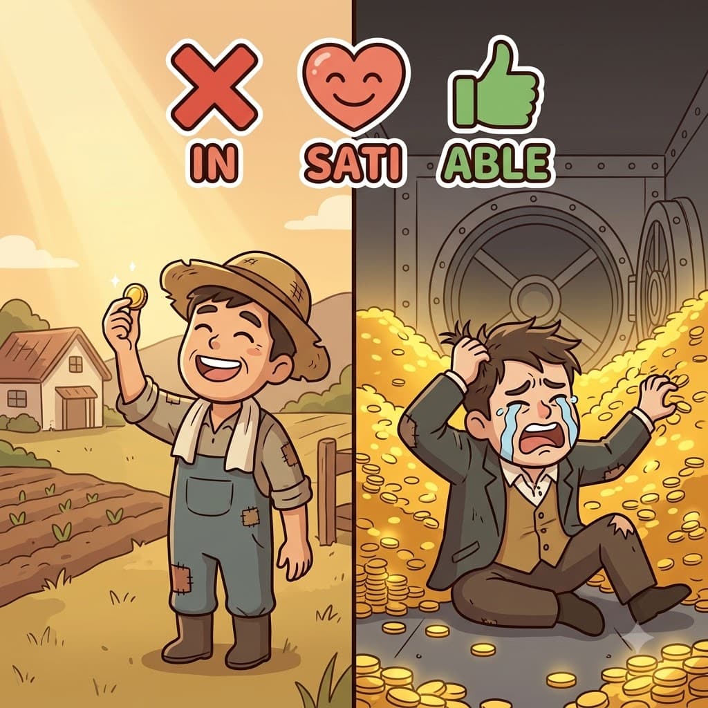 IN(not) + SATI(satisfy) + ABLE(able) — because he was IN(not) ABLE(able) to SATI(satisfy) his greed, the corrupt mayor's desire for gold was completely insatiable.