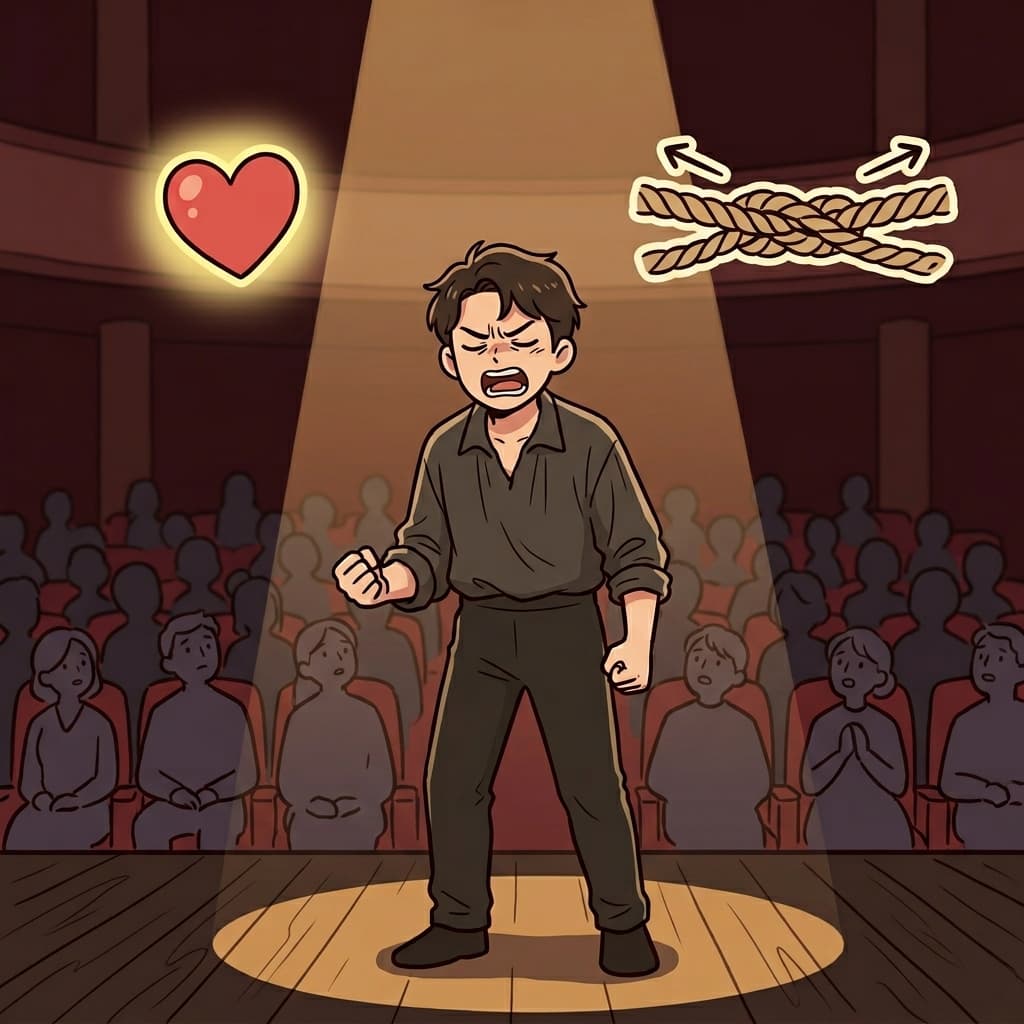 The actor delivered the speech with intense emotion and conviction.