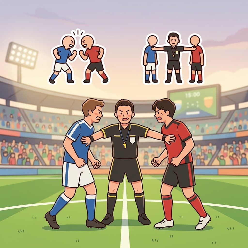 The referee's intervention stopped the fight between the two players. (INTER = between → INTERVENTION = the act of stepping between people)