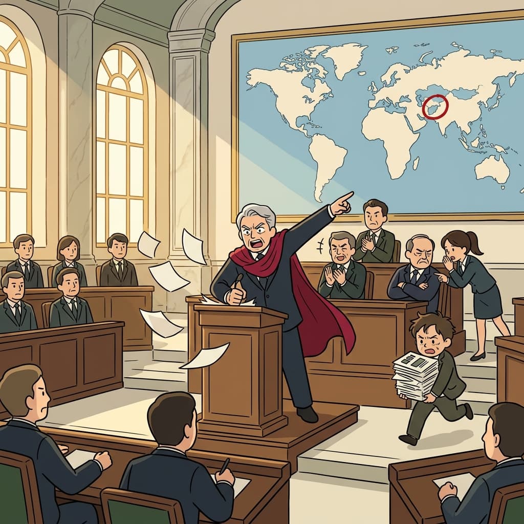 The senator defends interventionism, urging troops be sent to stop the distant war.