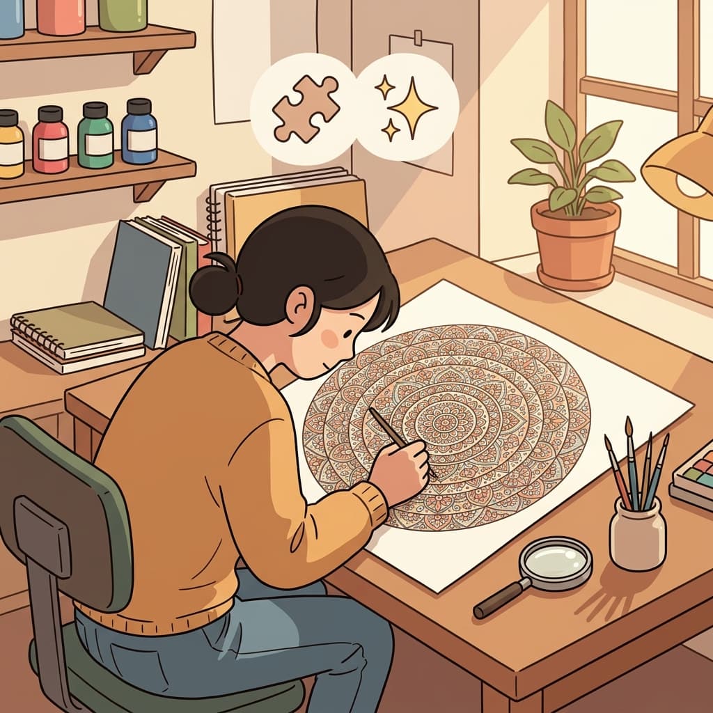 The intricacy of the design came from countless tiny details. (🧩 Many Pieces + ✨ Fine Details → Intricacy)