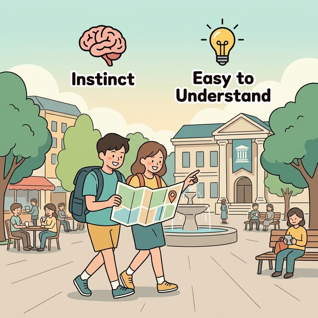 The intuitive map helped tourists find the museum without asking for directions.