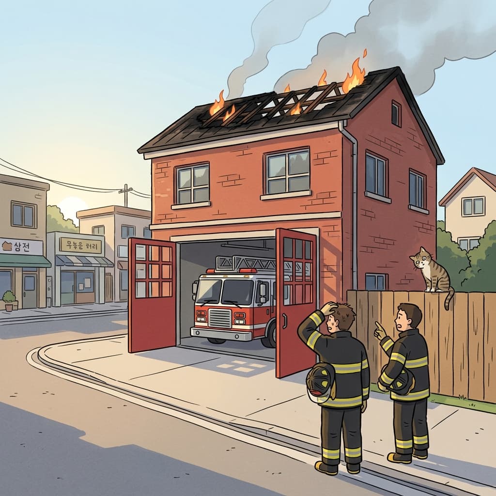 It's ironic that the fire station burned down last night.