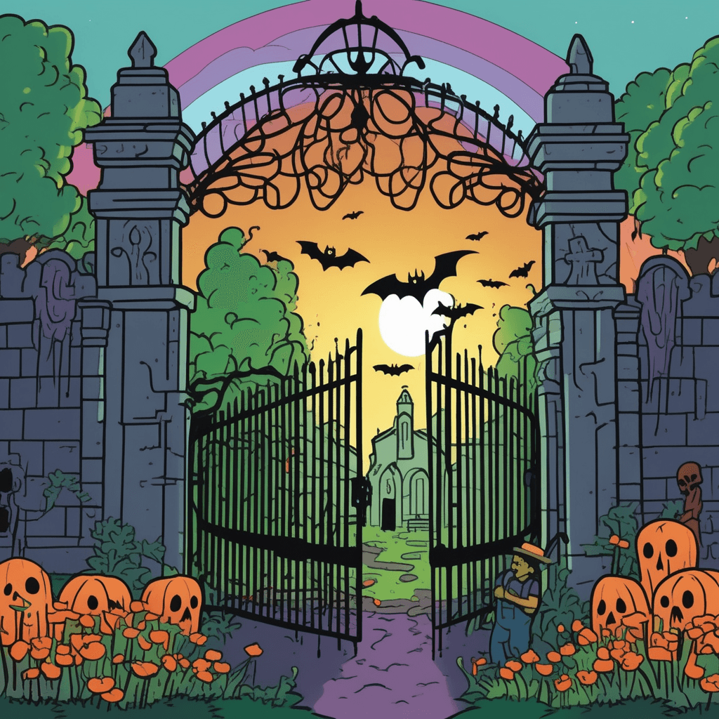 Eerie gate sprays water everywhere - irrigation with spooky style!