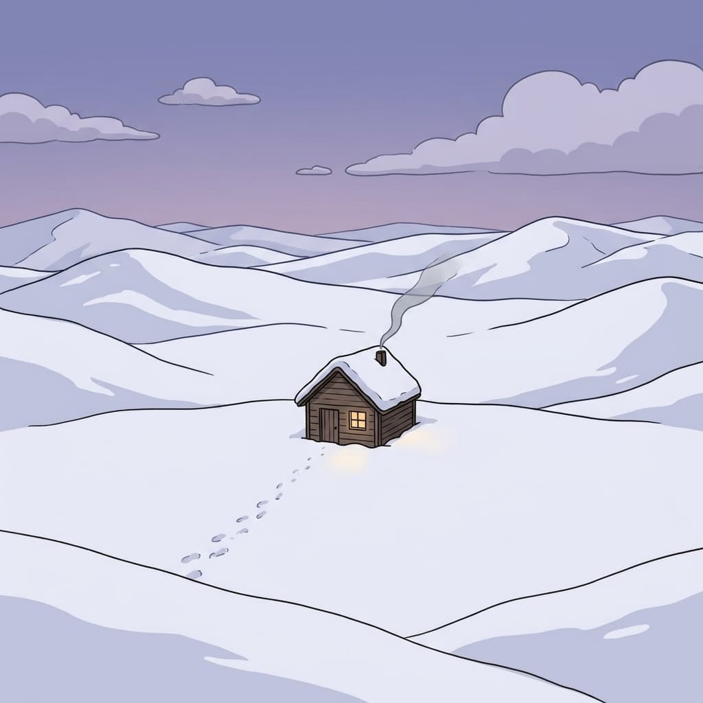 The isolated cabin stands alone, miles from any neighbor or road.