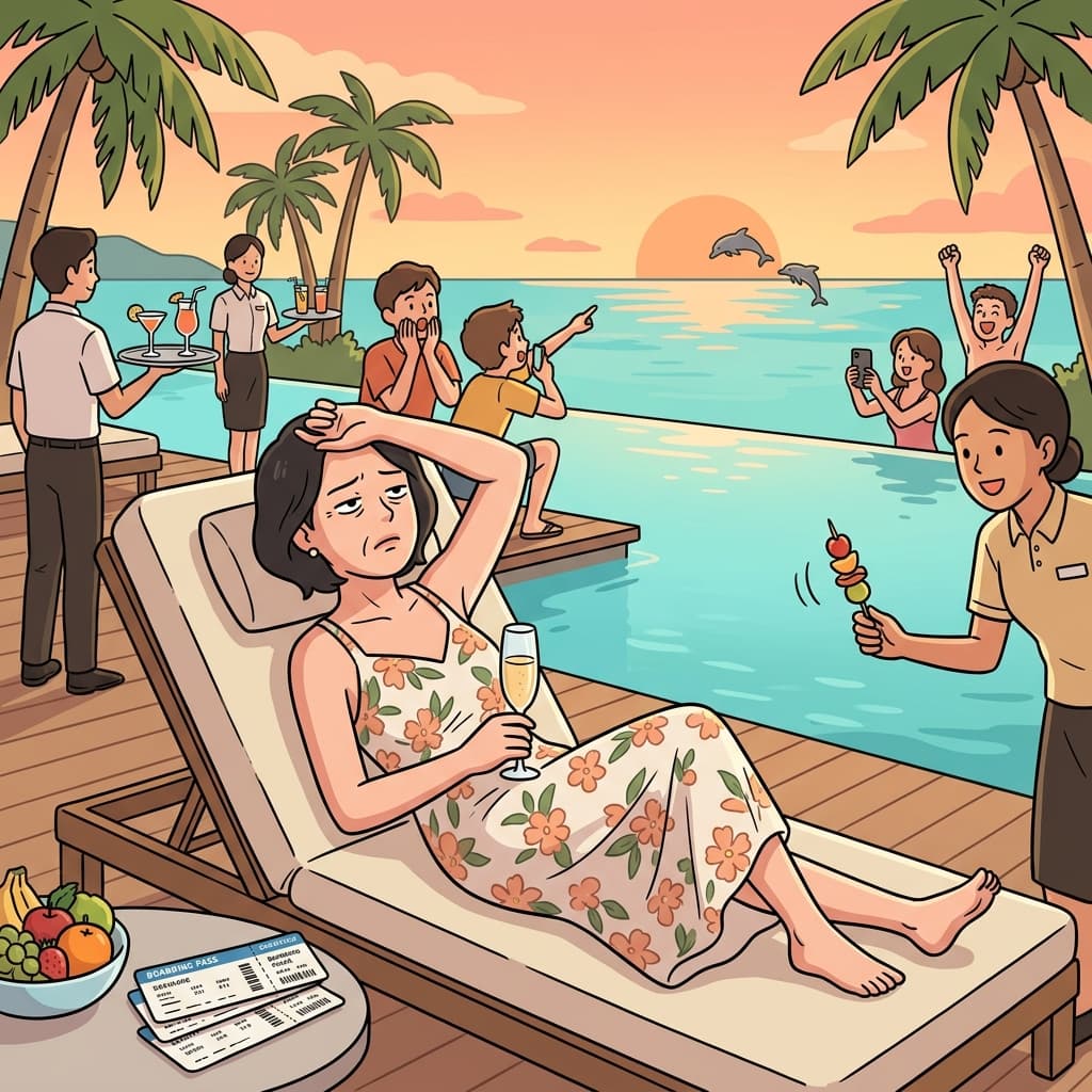 After twenty years of luxury travel, she looked completely jaded at the resort.