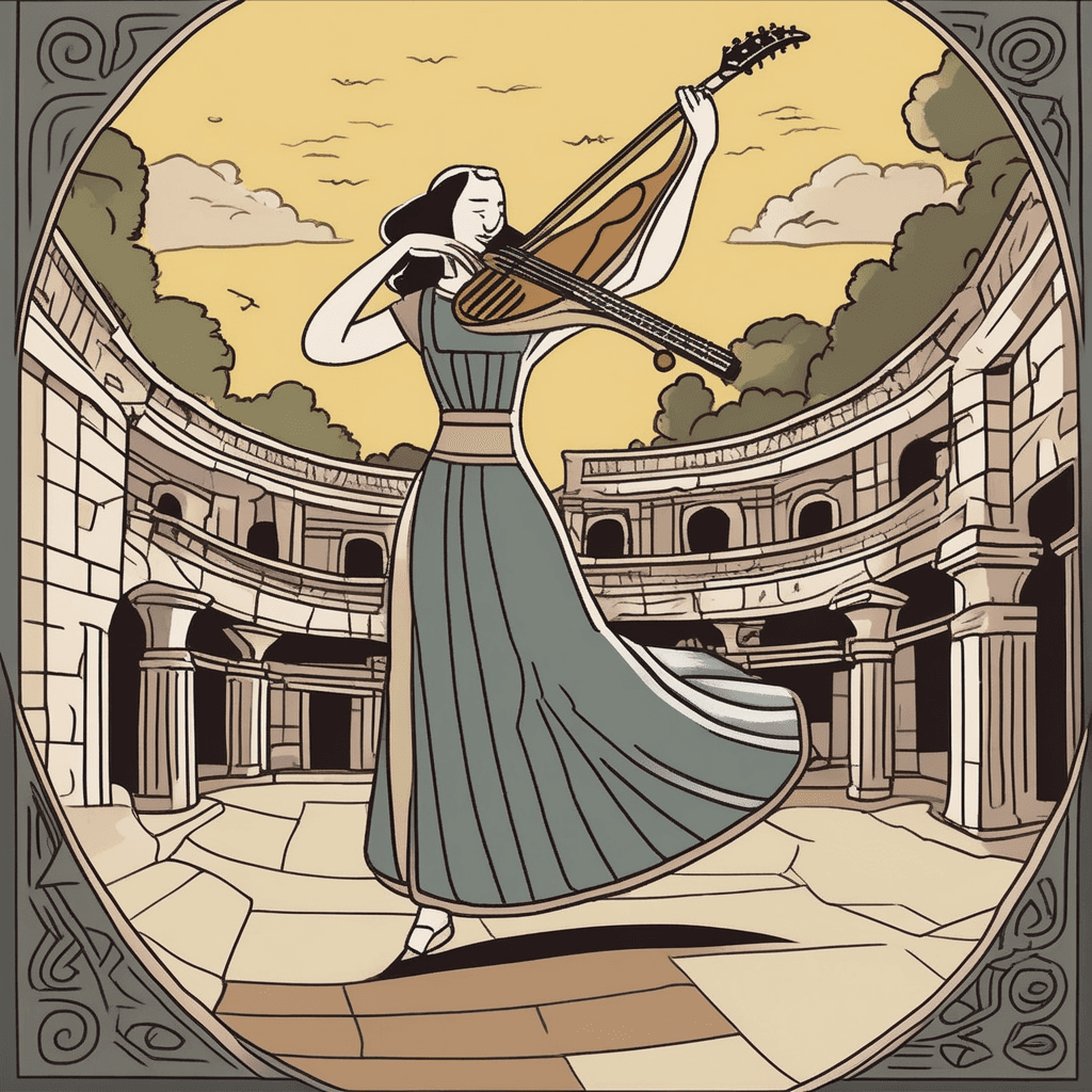 Caroline's javelin sings with her mandolin!
