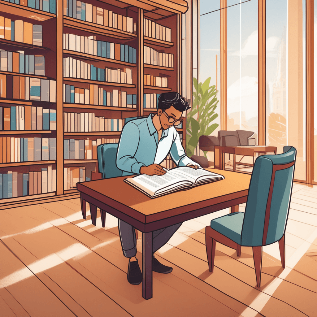 A researcher studies scientific journals in the university library