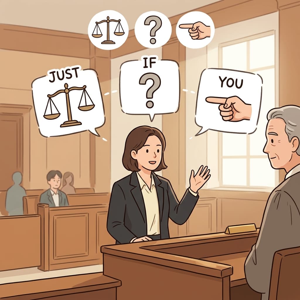The lawyer justified his client's actions by presenting convincing evidence in court. (JUST + IF + YOU → "Just if you can explain.")