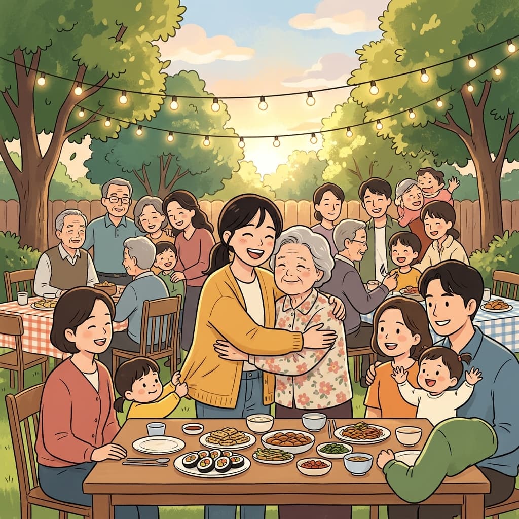 At the family reunion, she finally met all her kin from across the country.