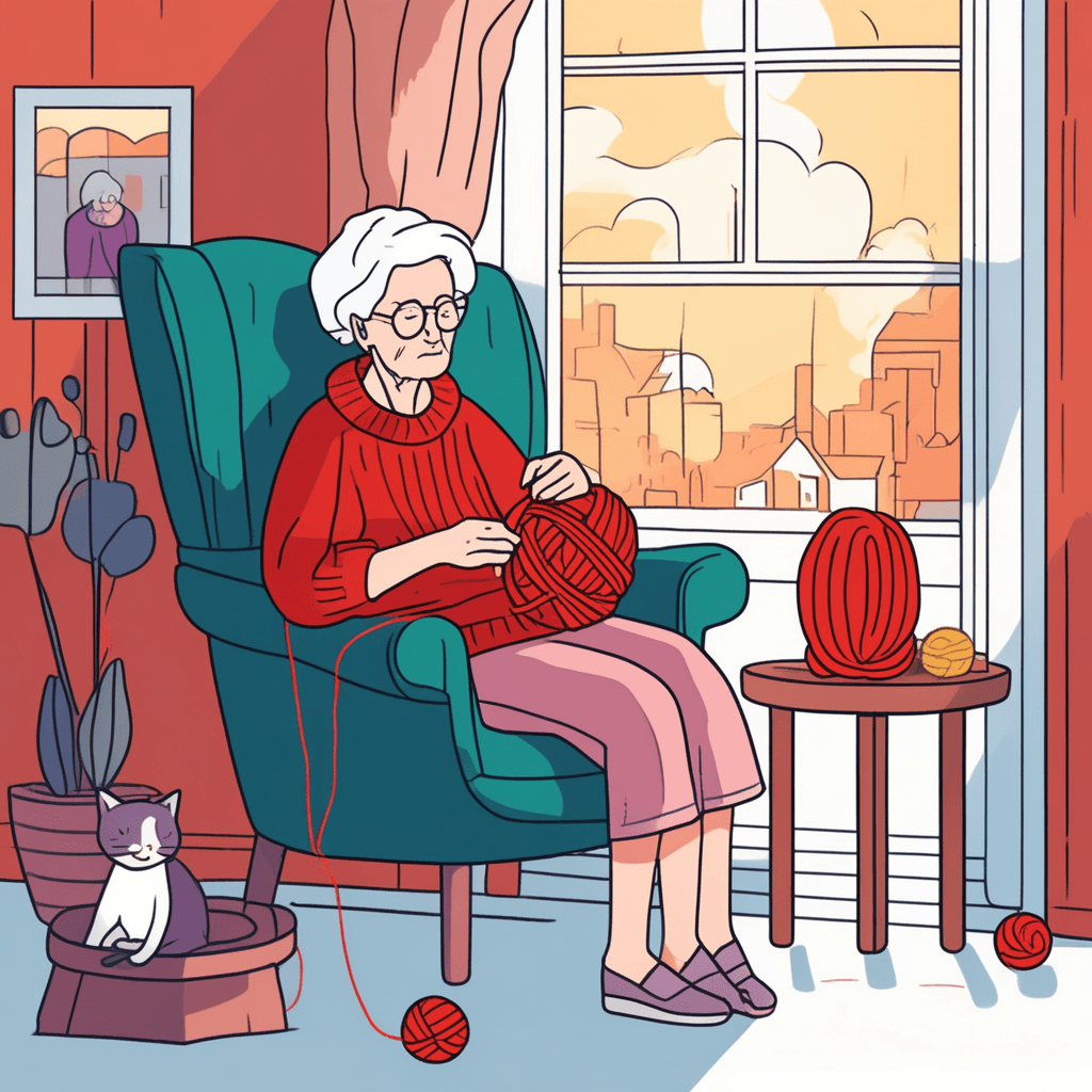 Grandma sits to knit what fits!