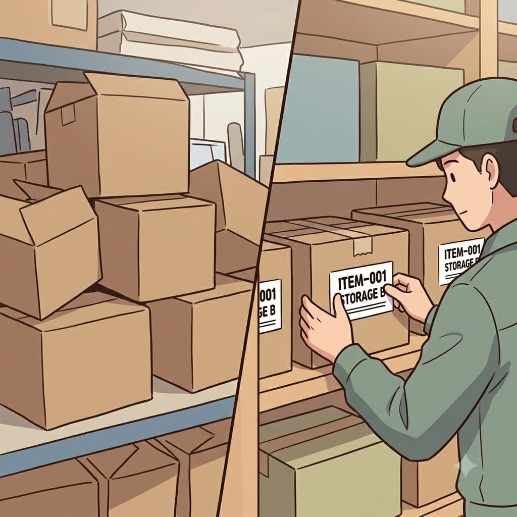 While the blank boxes had no identification marks, the organized worker attached a clear label to every single package.