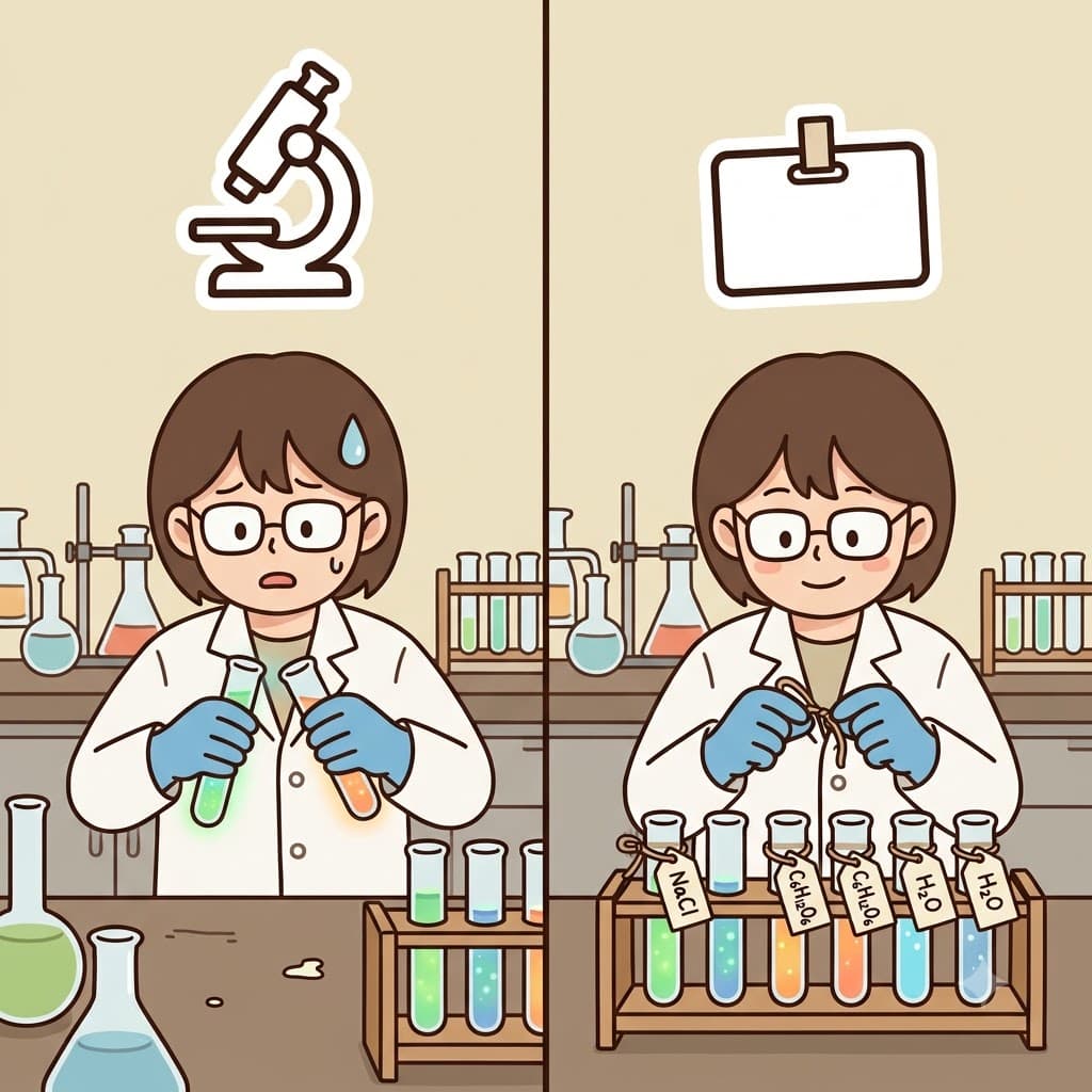 LAB (laboratory) + EL (element tag) — by marking the test sample tested in the LAB with an EL tag, the scientist created a clear label.