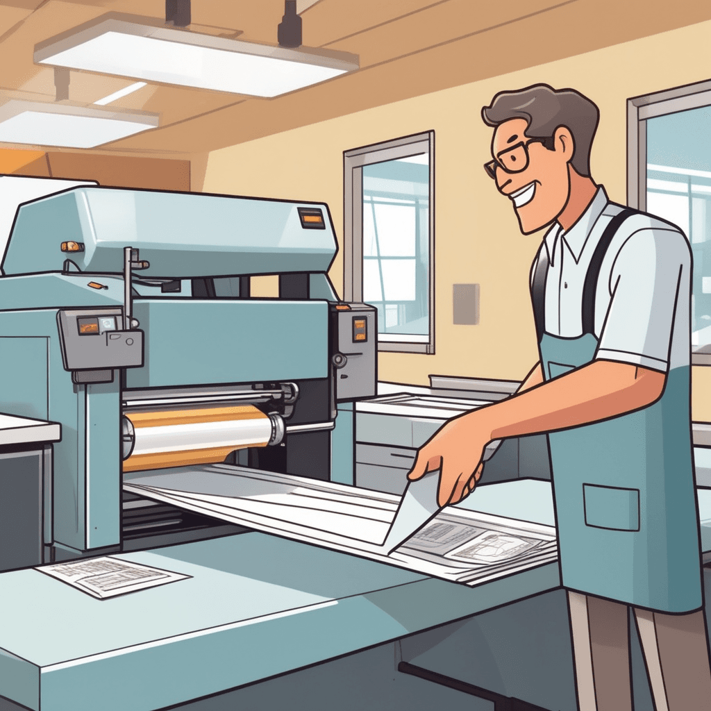a cheerful office worker feeds a document into a large laminating machine that applies clear plastic film. The machine heats and seals the protective layer around the paper as it moves through rollers. Before entering the machine, the document appears vulnerable and plain. After emerging, the same document now has a shiny, protective plastic coating that makes it waterproof and durable. A customer watches with satisfaction as their important certificate gets permanently protected. documents being covered with thin plastic film for protection