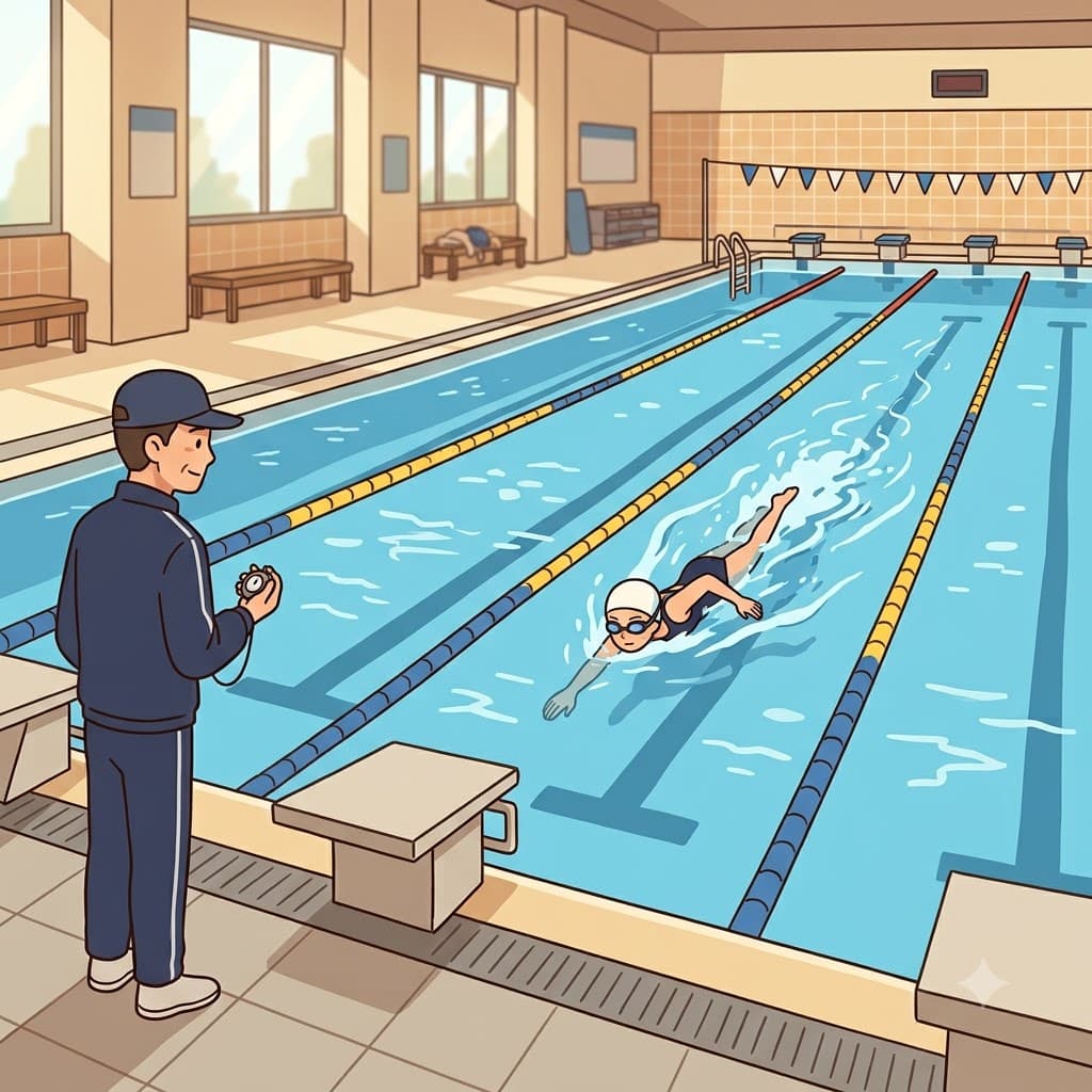 The swimmer completed another lap of the pool while the coach watched from the edge. (two core meanings: the upper legs when sitting, one complete circuit around a course)