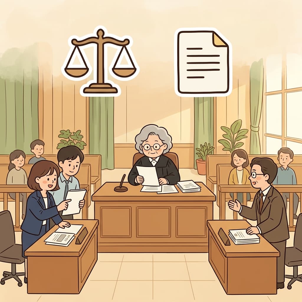 The lawsuit was resolved in court after both sides presented evidence. (⚖️ Law + 📄 Suit → Lawsuit)