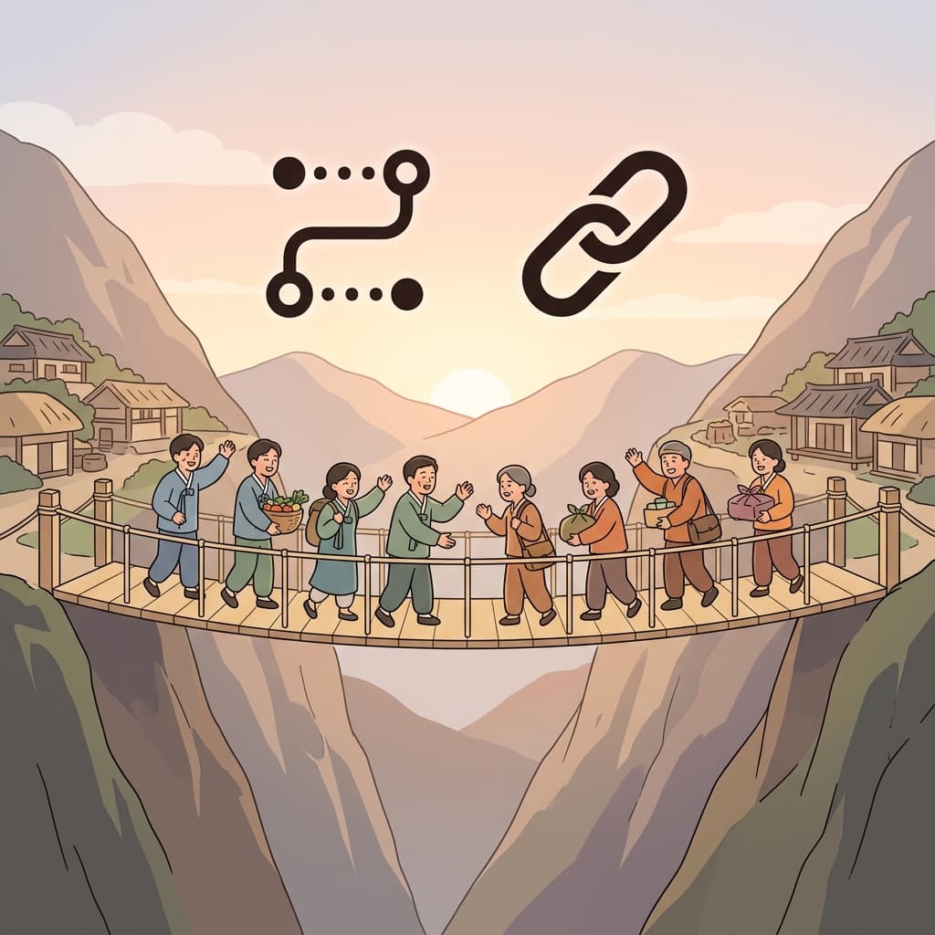 The bridge linked isolated villages that had been separated for generations. (LINE + CONNECT = LINK → something that joins things together)