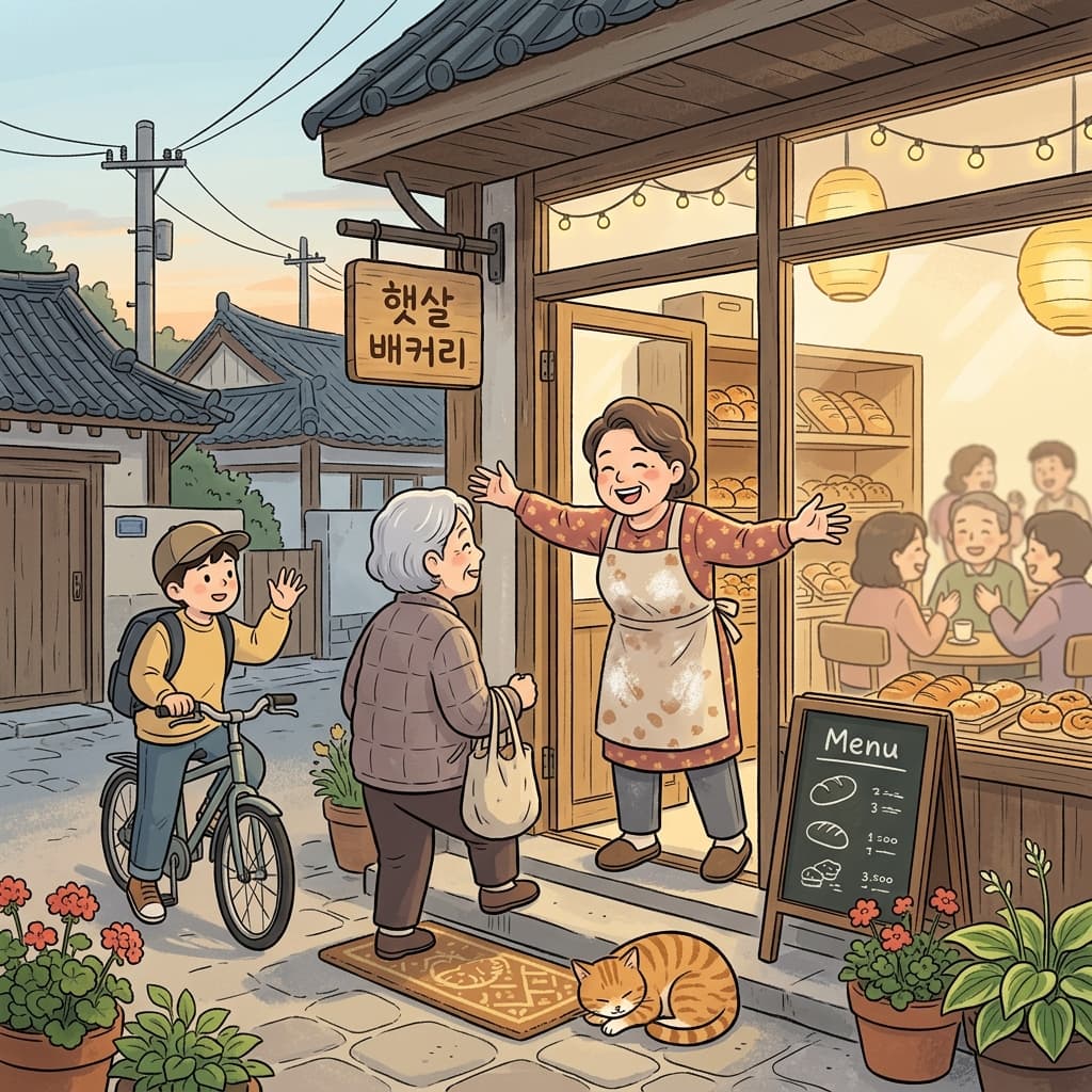 The local baker greets every neighbor by name at his tiny corner shop.