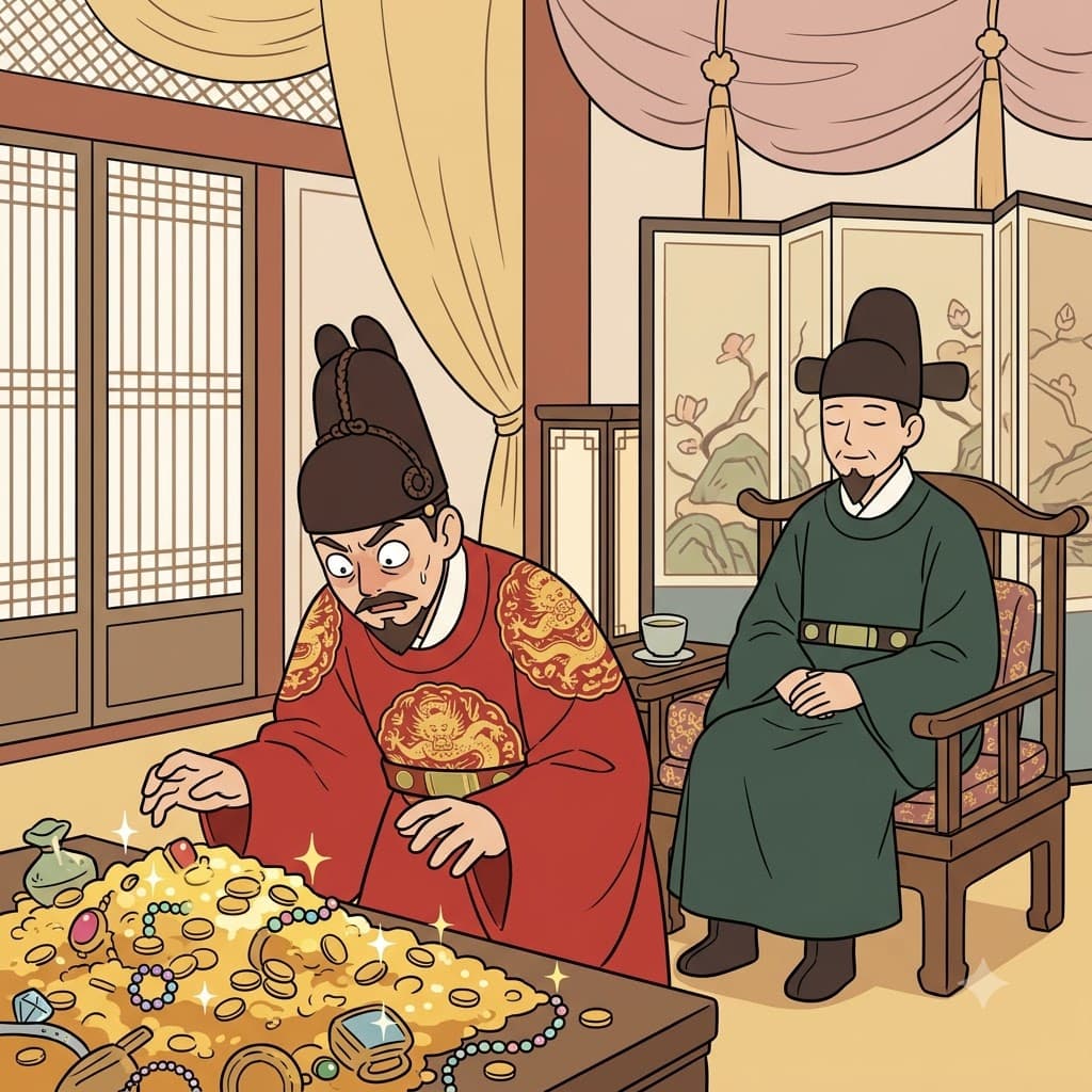 The lustful king was not trustful, while his restful advisor remained calm beside him.