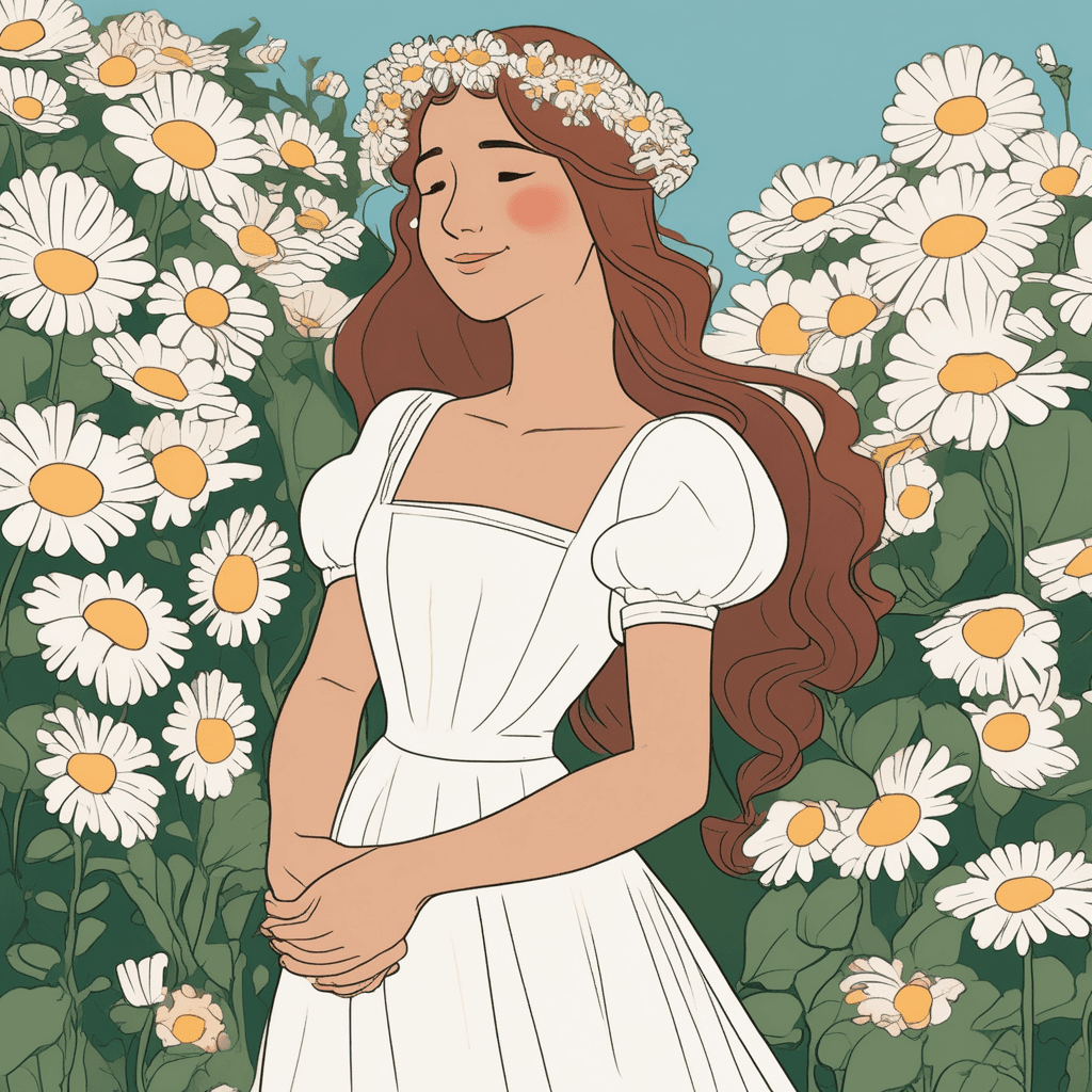 Young unmarried woman in white dress